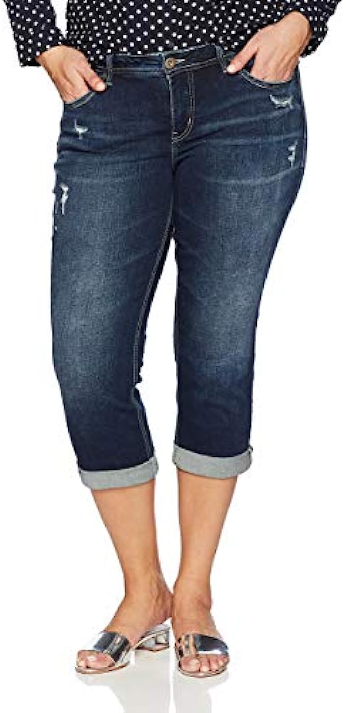 Silver Jeans Co. Women's Plus Size Suki Mid Rise Capri Jeans